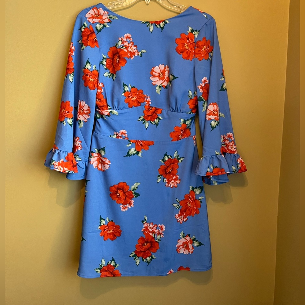 Blue floral open-back dress